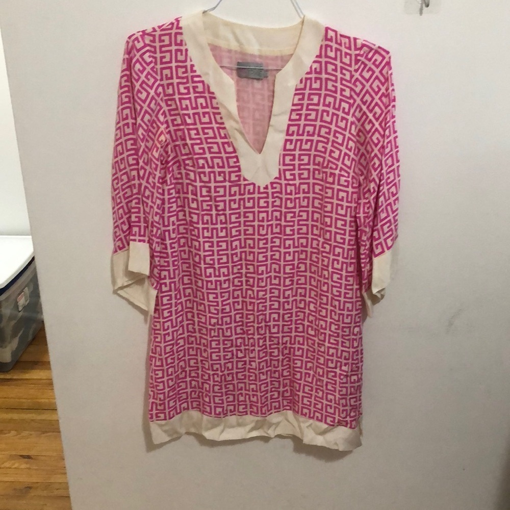 Alice & Trixie long sleeve silk dress pink/white